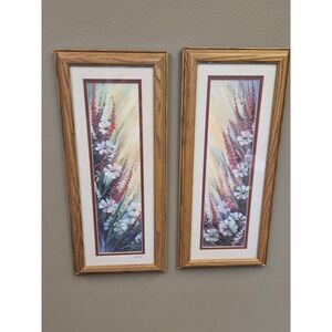 Dalia Floral Framed Art Print Set of 2 Daisy Wildflower Wall Decor 8x17 Signed